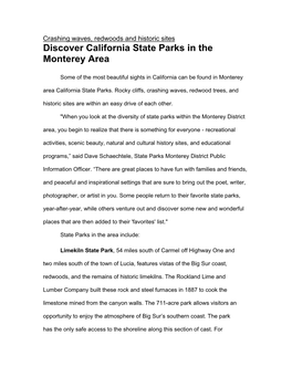 Discover California State Parks in the Monterey Area