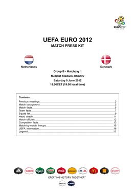 Uefa Euro 2012 Match Press Kit