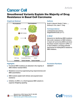 Smoothened Variants Explain the Majority of Drug Resistance in Basal Cell Carcinoma