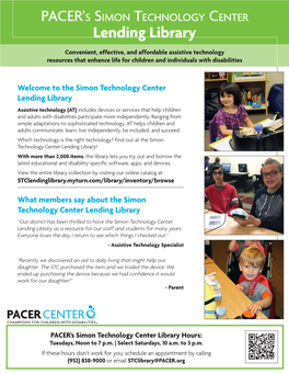 PACER's Simon Technology Center Lending Library