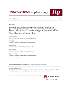 From Drug Literature Evaluation to Evidence-Based Medicine: Transforming the Focus of a First Year Pharmacy Curriculum