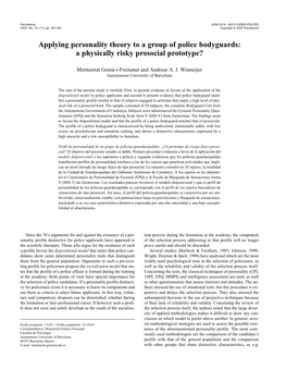 Applying Personality Theory to a Group of Police Bodyguards: a Physically Risky Prosocial Prototype?