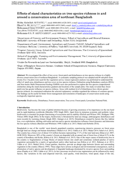 Effects of Stand Characteristics on Tree Species Richness in and Around a Conservation Area of Northeast Bangladesh