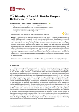 The Diversity of Bacterial Lifestyles Hampers Bacteriophage Tenacity