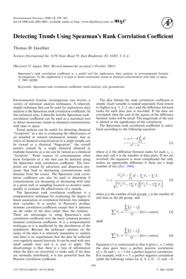 Detecting Trends Using Spearman's Rank Correlation Coefficient