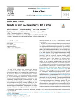 Tribute to Glyn W. Humphreys, 1954-2016