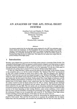 A'n ANALYSIS of the AFL FINAL EIGHT SYSTEM 1 Introduction