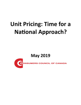 Unit Pricing: Time for a Na2onal Approach?