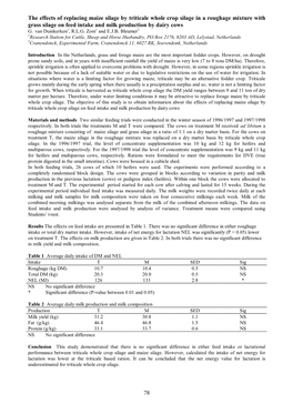 78 the Effects of Replacing Maize Silage by Triticale Whole Crop Silage