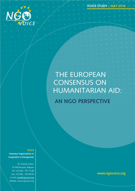 The European Consensus on Humanitarian Aid: an Ngo Perspective