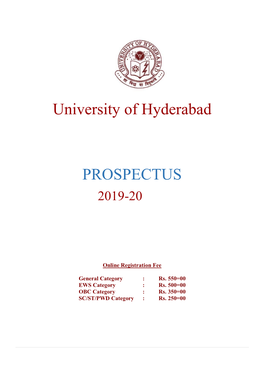 University of Hyderabad PROSPECTUS