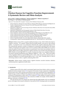 Chicken Essence for Cognitive Function Improvement: a Systematic Review and Meta-Analysis