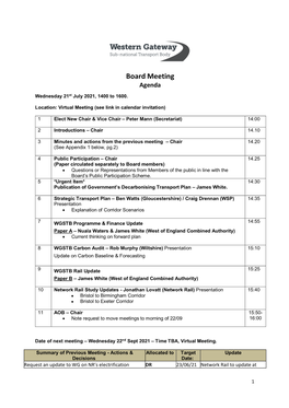 Board Meeting Agenda