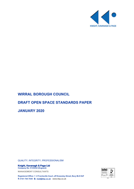 Wirral Borough Council Draft Open Space Standards Paper January 2020