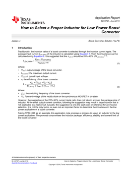 How to Select a Proper Inductor for Low Power Boost Converter