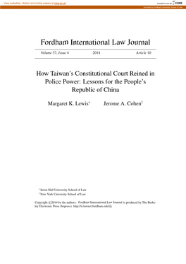 How Taiwan's Constitutional Court Reined in Police Power