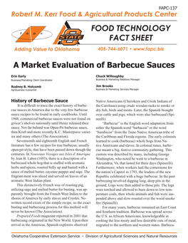 FOOD TECHNOLOGY FACT SHEET a Market Evaluation of Barbecue