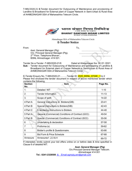 T-985/2020-21 E-Tender Document for Outsourcing of Maintenance And