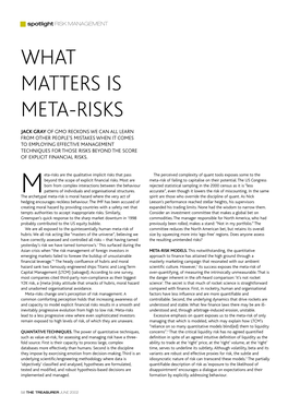 What Matters Is Meta-Risks