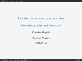 Einselection Without Pointer States
