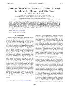 Study of Photo-Induced Dichroism in Sudan III Doped in Poly(Methyl Methacrylate) Thin Films B