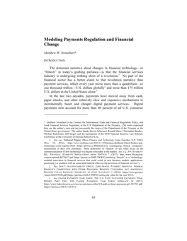 Modeling Payments Regulation and Financial Change