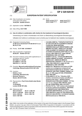 Use of Uridine in Combination with Choline for the Treatment Of