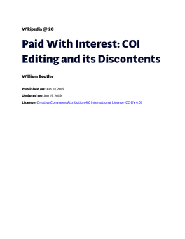 COI Editing and Its Discontents