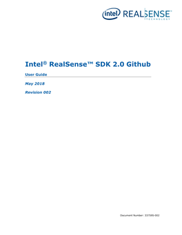 Intel® Realsense™ SDK 2.0 Github User Guide