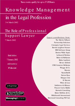 Knowledge Management in the Legal Profession 5-6 March 2002