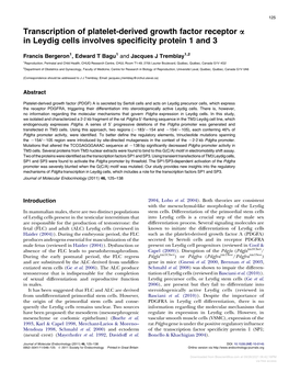 Transcription of Platelet-Derived Growth Factor Receptor a in Leydig Cells Involves Speciﬁcity Protein 1 and 3