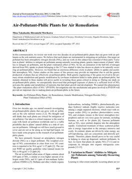 Air-Pollutant-Philic Plants for Air Remediation