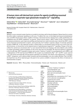 A Human Stem Cell-Derived Test System for Agents Modifying Neuronal N