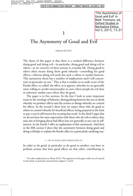 1 the Asymmetry of Good and Evil