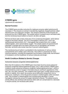 CYB5R3 Gene Cytochrome B5 Reductase 3