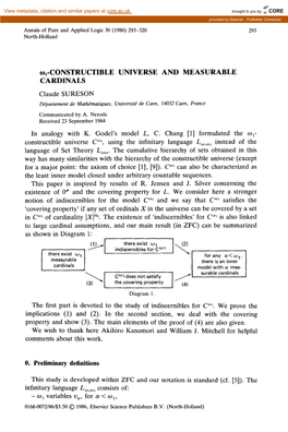 O&ONSTRUCTIBLE UNIVERSE and MEASURABLE CARDINALS 0