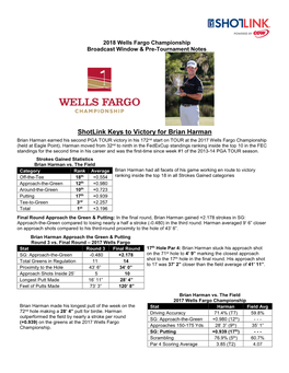 2018 Wells Fargo Championship Shotlink & Broadcast Window Notes