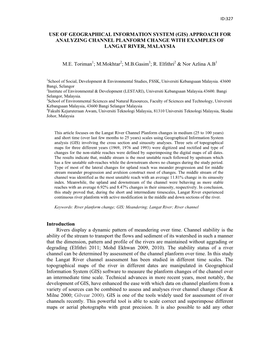 (Gis) Approach for Analyzing Channel Planform Change with Examples of Langat River, Malaysia