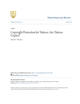 Copyright Protection for Tattoos: Are Tattoos Copies? Michael C