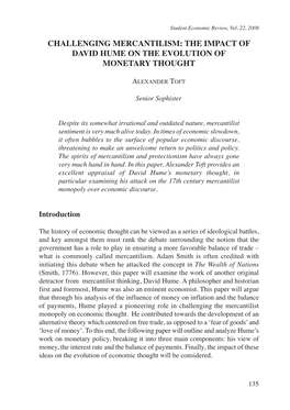 Challenging Mercantilism: the Impact of David Hume on the Evolution of Monetary Thought
