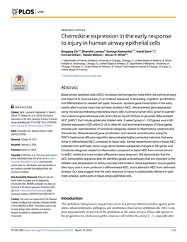 Chemokine Expression in the Early Response to Injury in Human Airway Epithelial Cells