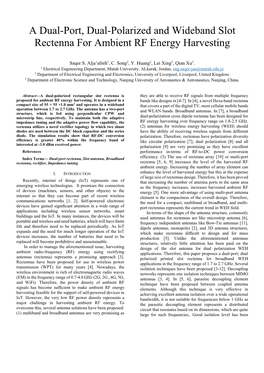 A Dual-Port, Dual-Polarized and Wideband Slot Rectenna for Ambient RF Energy Harvesting