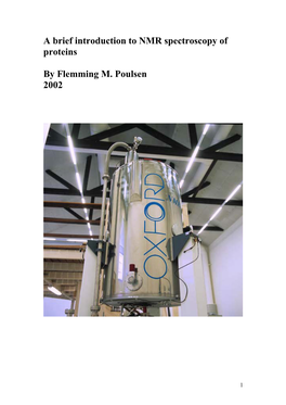 Introduction to NMR Spectroscopy of Proteins