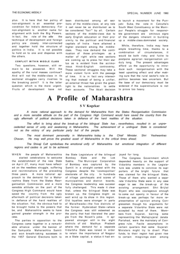 A Profile of Maharashtra S V Kogekar