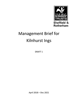 Management Brief for Kilnhurst Ings