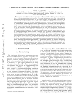 Application of Axiomatic Formal Theory to the Abraham--Minkowski