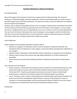 Psychiatric Medications in Behavioral Healthcarev5