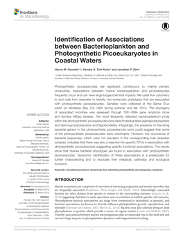 Identification of Associations Between Bacterioplankton and Photosynthetic Picoeukaryotes in Coastal Waters