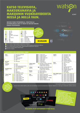 Katso Televisiota, Maksukanavia Ja Makuunin Vuokravideoita 4/2017 Missä Ja Millä Vain