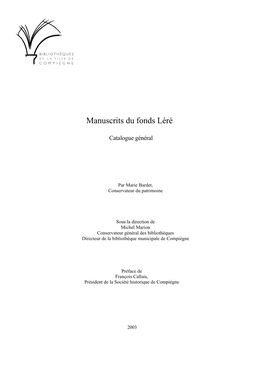 Manuscrits Du Fonds Léré